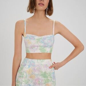 NWT For Love and Lemons Reese pointelle knit pastel crop top